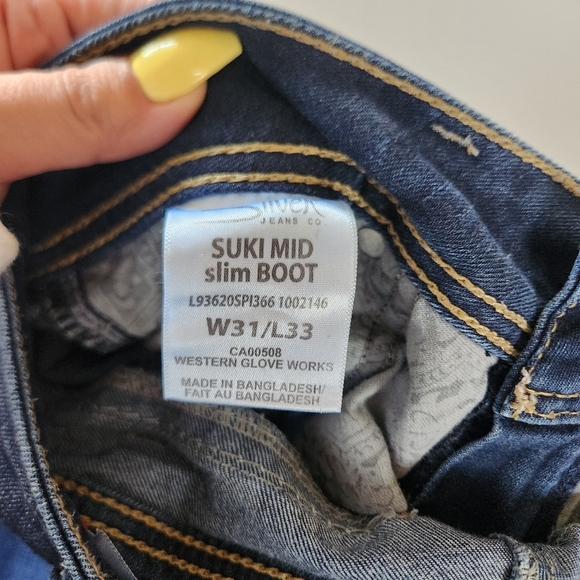 Silver Jeans Suki Mid Rise Slim Boot Bootcut Stretchy Denim Western size 31 Long - Picture 8 of 13